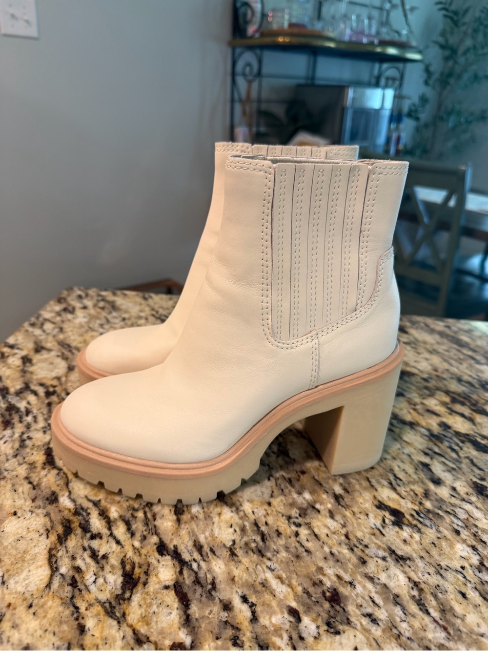 Dolce Vita Cream Platform Chelsea Booties with Lug Sole